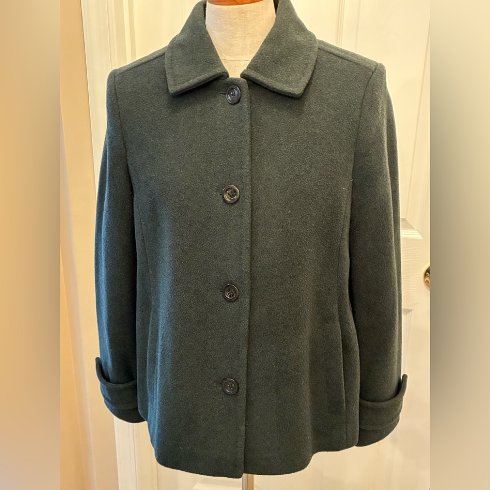 Lands' End Women's Dark Green Pea Coat
